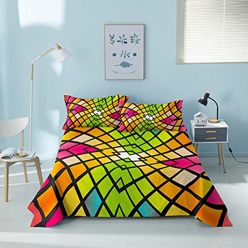 Drap de lit géométrique coloré solution literie 3 pièces pour raviver un lit twin - 2