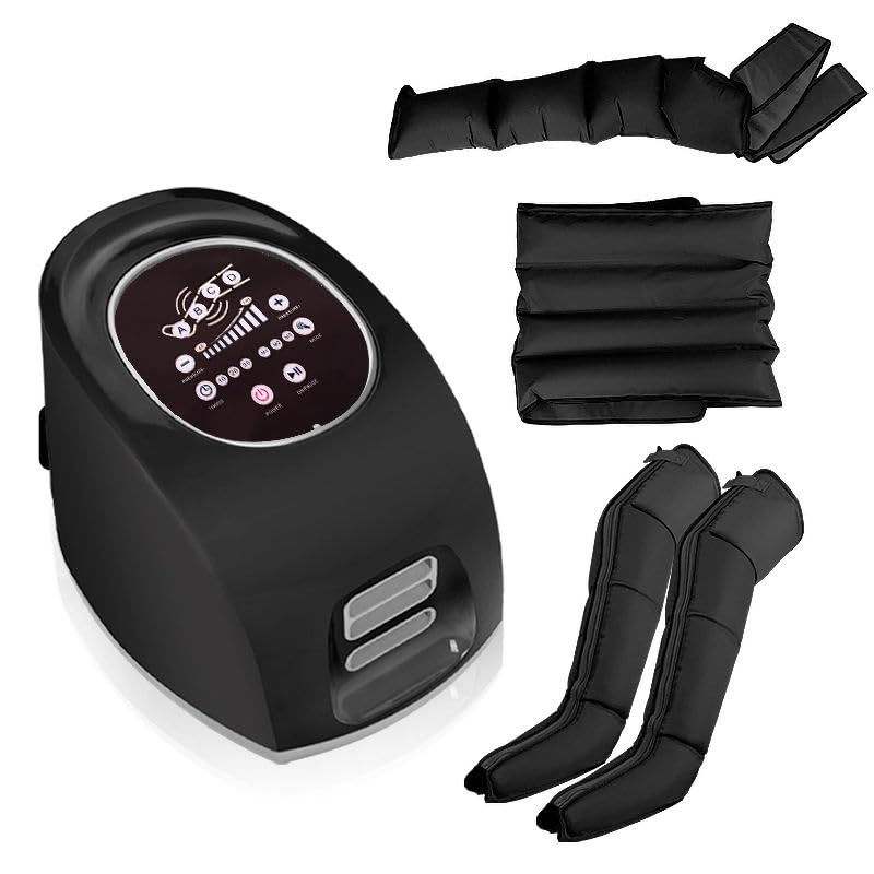 Dvt Device Sequential Intermettint Pneumatic Air Compression Therapy Lymphedema Pump For Lypmhatic Drainage Digital 4 Chamber 3 Modes With 2 Legs,1 Waist,1 Arm Sleeve