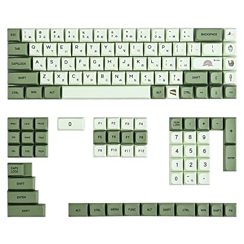 Image of Matcha Keycaps PBT 122-Key Green Gaming keycaps Set XDA Profile Japanese keycaps Dye-Sub ANSI Layout for MX Keyboard (Matcha)