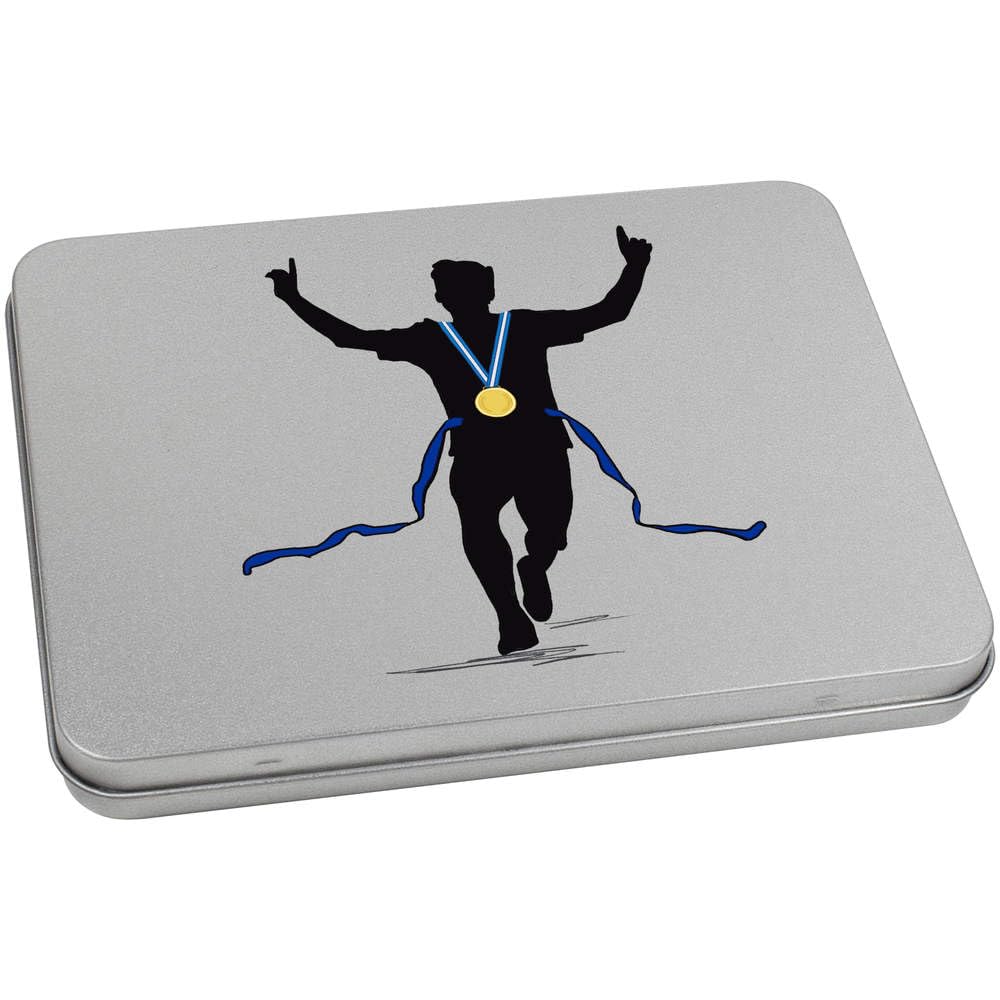 Azeeda 170mm 'Running medal winner ' Metal Hinged Tin/Storage Box (TT00204833)