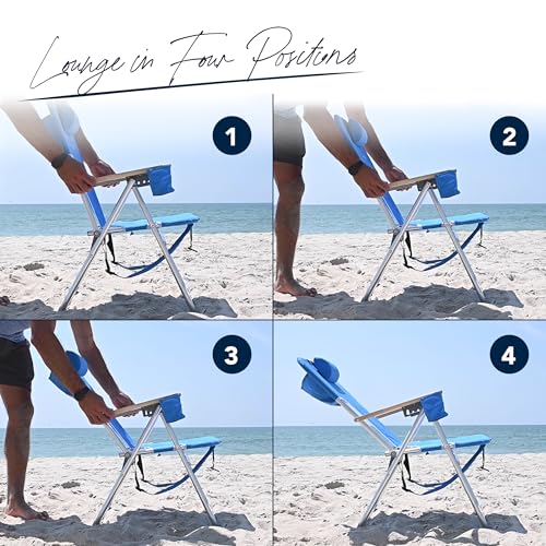 Caribbean Joe CJ-7779TEAL Folding Beach Chair, 4 Position Portable Backpack Foldable Camping Chair thumb #4
