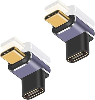 Teilybao 90 Degree USB C Adapter 40Gbps, USB C 90 Degree Adapter PD 240W, USB C Adapter 90 Degree Male to Female USB C Extender Support 8K Video with LED Light for ipad, MacBook, Tablet, Phone,2pcs