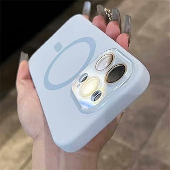 Liquid Silicone Magnetic Case for iPhone 16 15 13 14 12 Pro Max for Magsafe Wireless Charging Solid Color Shockproof Phone Cover,Sierra Blue,for iPhone 12