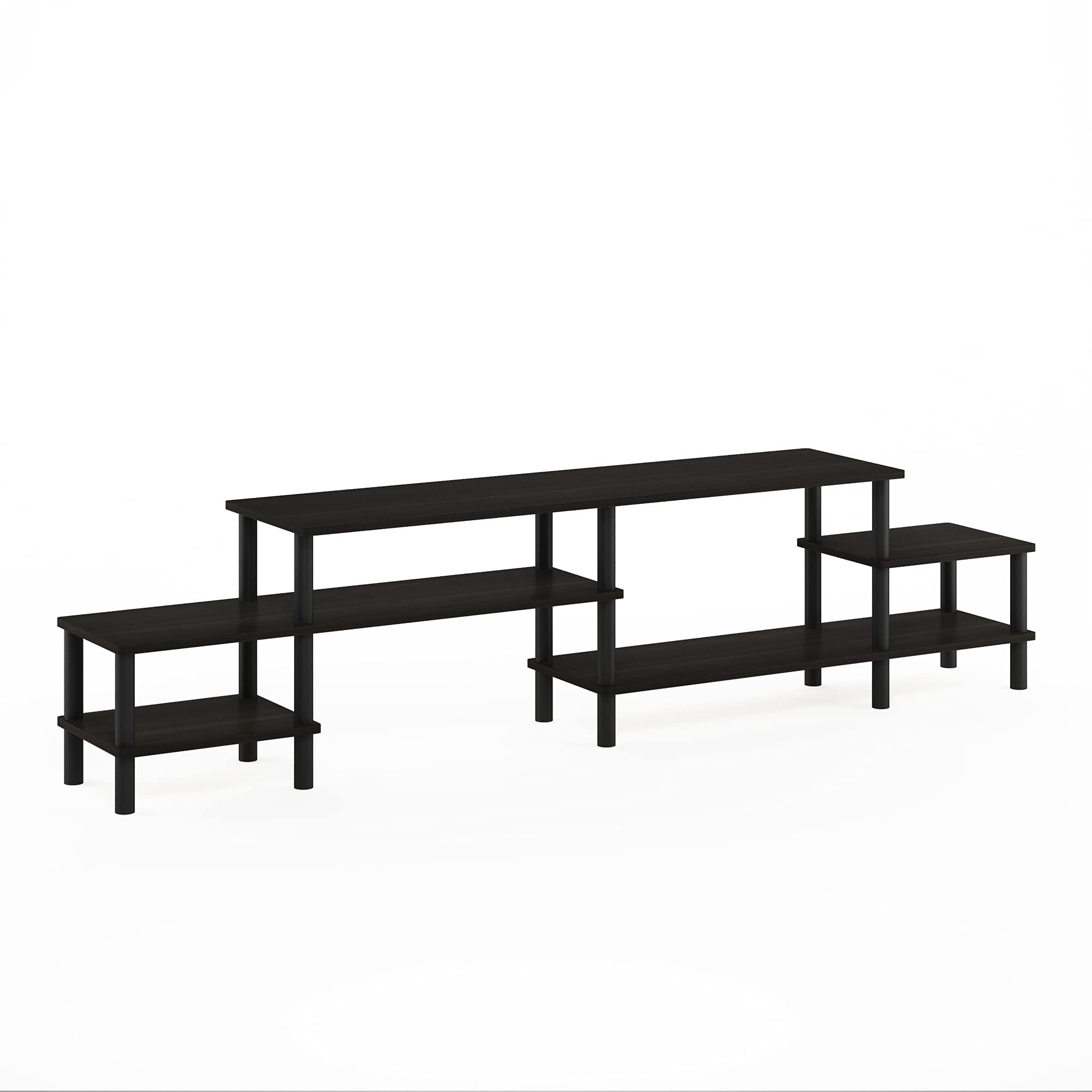 Furinno BESI TV Stand, No Tools Assembly Industrial Style Entertainment Center, TV Console for TV up to 46 Inch, for Living Room, Bedroom, Dark Oak