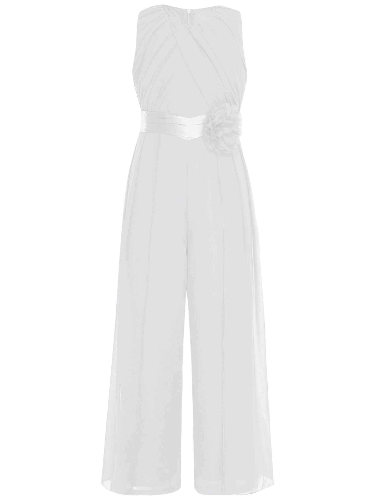 Jugaoge Princesse Combinaison Élégante Pour Filles Taille Haute Jumpsuit Overall Sans Manches Haut Court Et Pantalon Long Jambe Large