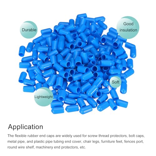 Image of MECCANIXITY 200pcs 8mm(5 /16 inch) Rubber End Caps Cover PVC Vinyl Screw Thread Protector Round Wire Shelf Caps for Screw Bolt Pipe Fence Post, Light Blue
