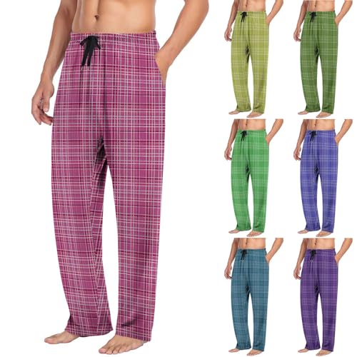 Campbell Men’s Plaid Pajama Pants Elastic Waist Loose Comfy Pjs Bottoms Straight Checkered Lounge Sweatpantswith Pockets2