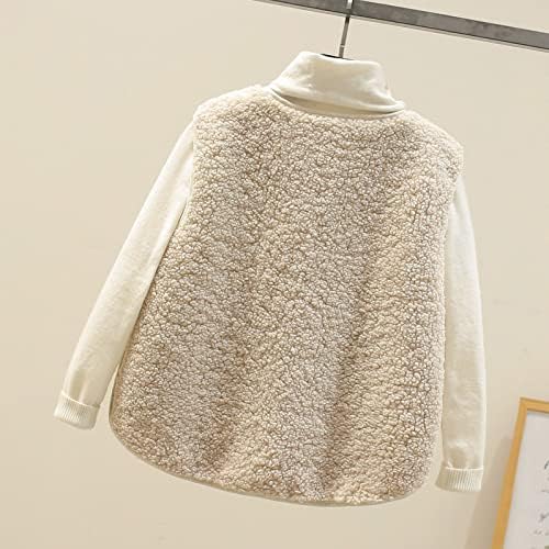 tuduoms Womens Sherpa Vest Casual Warm Fuzzy Faux Shearling Vest Sleeveless Fleece Jacket Pockets Teddy Coat Gilet for Winter