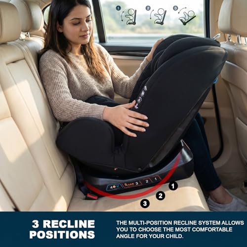 Image of Baybee Convertible Infant Car Seat for Baby 0 to 7 Years with 3 Position Recline, Headrest Height Adjustable | ECE R44 /04 Safety Certified | Travel Baby Car Seat for Toddlers Kids (Dark Black)