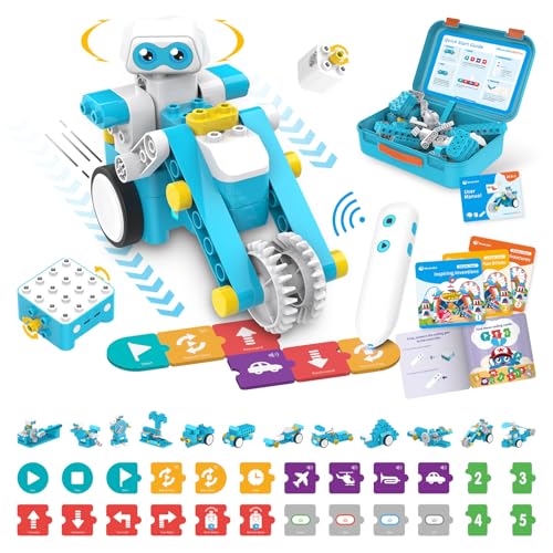WhalesBot B3 Pro 24-in-1 Coding Robot Kit STEM Toy for Kids 4+, Advanced Smart Pen & Cards Programming, Educational Toy, Block Building Set with Controller&Motor&Sensors for Kids 4-6, 5-7