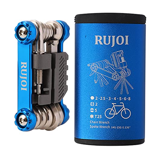 RUJOI Fahrrad-Multiwerkzeug mit Kettenbrecher-Werkzeugsatz, reifenreparaturset fahrrad Fahrrad-Reparaturwerkzeug-Set mit Inbus, Torx-Schlüssel, mtb reparatur set Cover