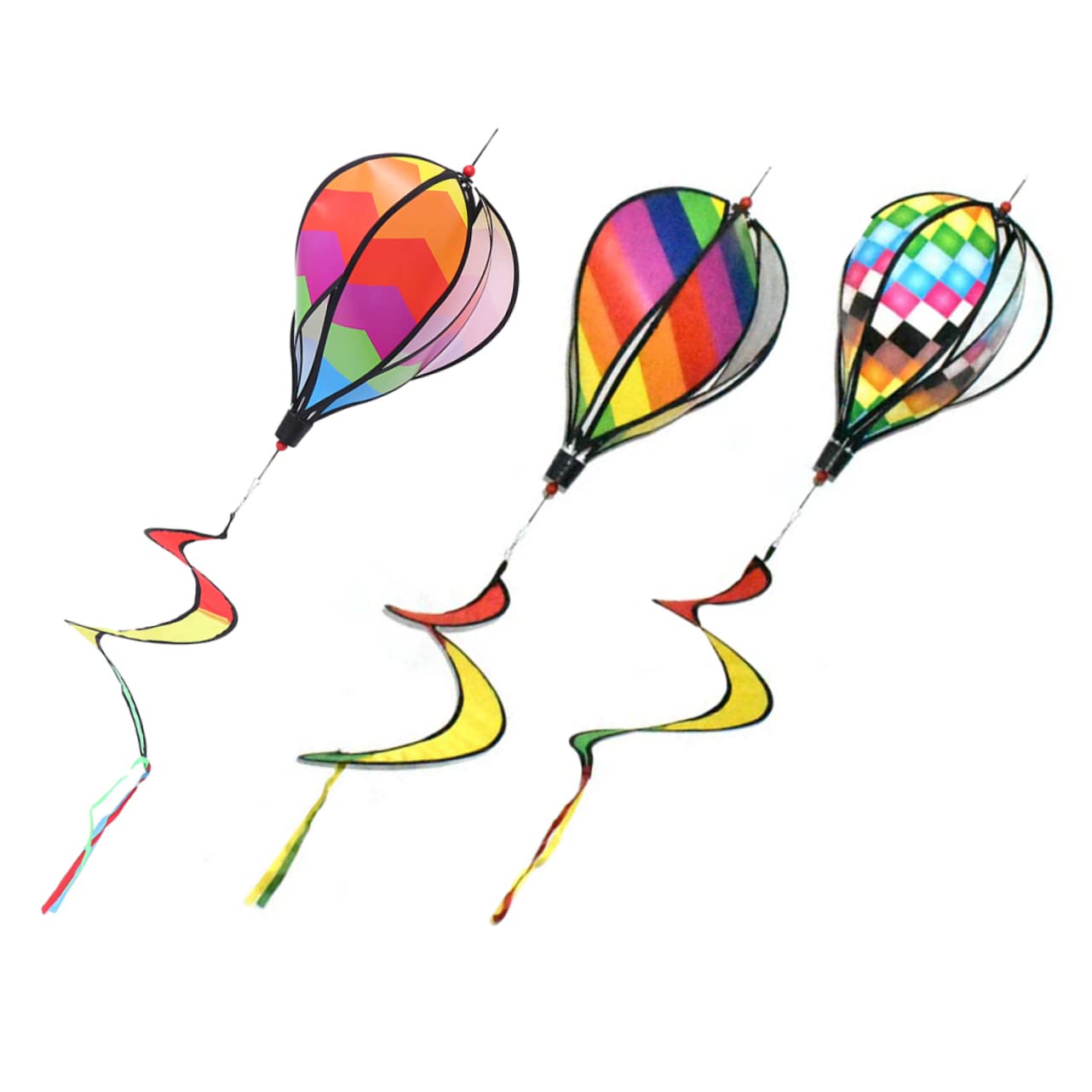 ifundom 3pcs Hot Air Balloon Wind Spinners Rotating Garden Decorations for Outdoor Easy to Install Hanging Windmill Durable and Convenient for Patios and More