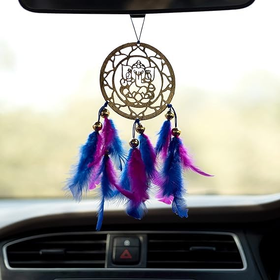 Lord Ganesha Dream Catcher for Home & Office Decor, Gifitng, Car Hanging (Pack of 1) Blue & Pink