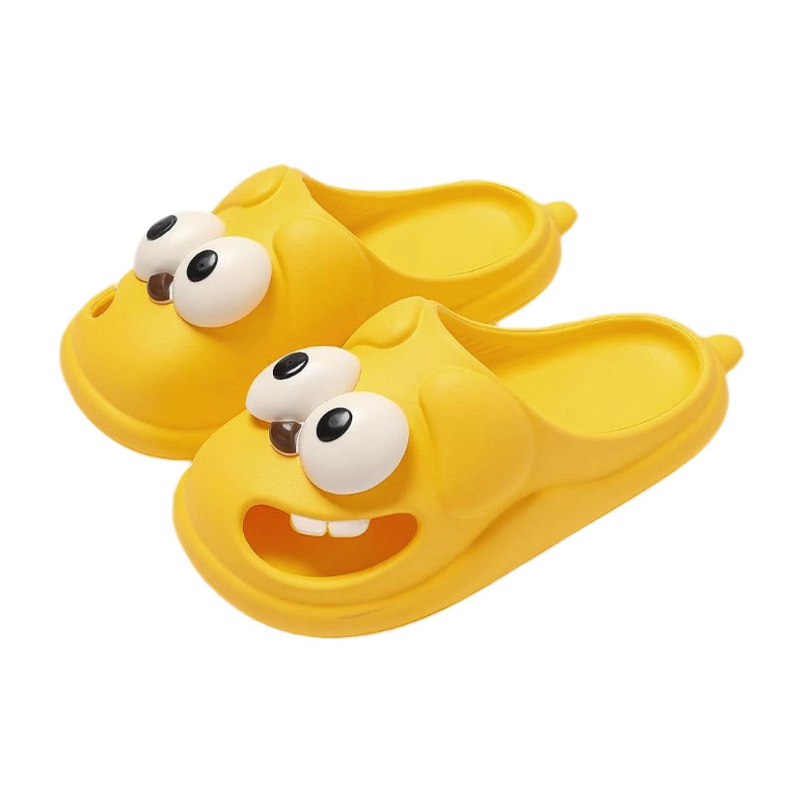 nivaa Big Eyed Dog Shaped Slippers Summer for Public Shower Outdoor Beach Bathroom Yellow 40 to 41-picture-25