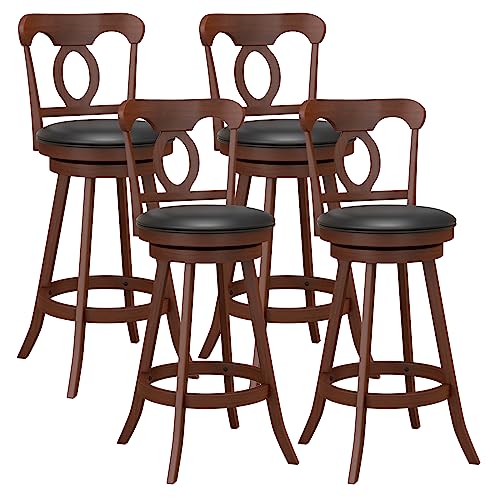 Giantex-Swivel-Bar-Stools-Set-of-4-30-Vintage-Farmhouse-Wooden-Bar-Chairs-with-Ergonomic-Back-Solid-Rubber-Wood-Frame-Upholstered-Bar-Height-Barstools-for-Kitchen-Island-Pub-Bistro Giantex Swivel Bar Stools Set of 4 30 Vintage Farmhouse Wooden Bar Chairs with Ergonomic Back Solid Rubber Wood Frame Upholstered Bar Height Barstools for Kitchen Island Pub Bistro