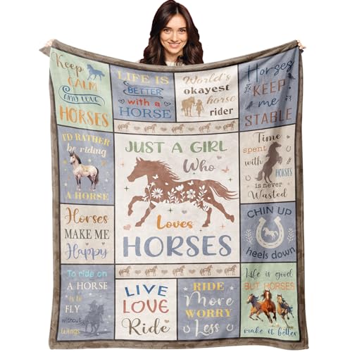 XALAZY Horse Gifts for Girls Women Horse Blanket for Girls 50 x 60 Christmas Birthday Gifts for Horse Lovers Equestrian Present for Women Throw