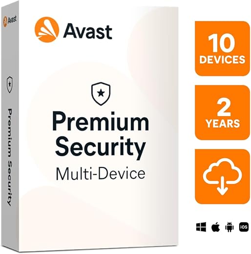 Avast Premium Security | 10 Devices 2 Years | Windows, Mac, Android & iOS | Total Protection against all Internet Threats | Email Delivery in 2 Hours