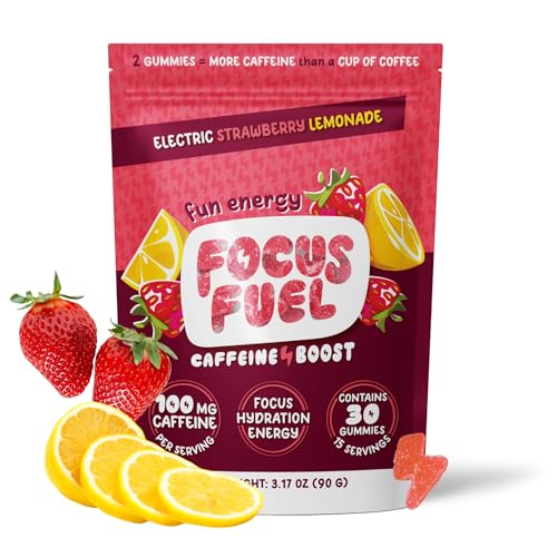 FocusFuel Energy Chews Strawberry Lemonade Flavor (15 Servings) 100mg Caffeine + Alpha GPC + L-Theanine + B12 Magnesium Boost Focus & Energy No Crash or Jitters