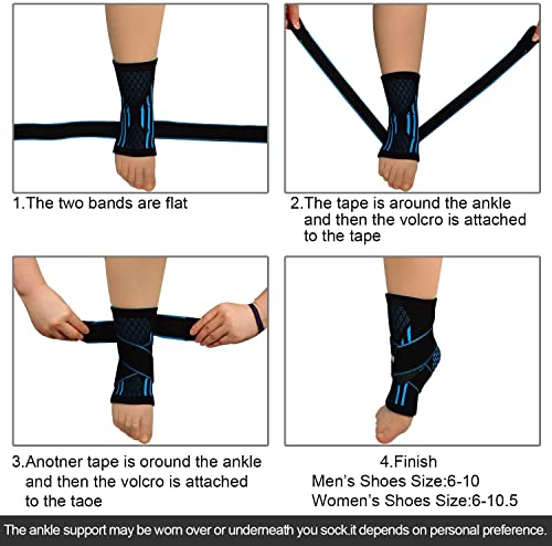 Image of serveuttam Nylon, Ankle Support Brace Adjustable Sleeves - Running Compression Foot Brace For Men Women | Ankle Binder Pain Relief For Ankle Sprained (Maroon) (Blue, S)