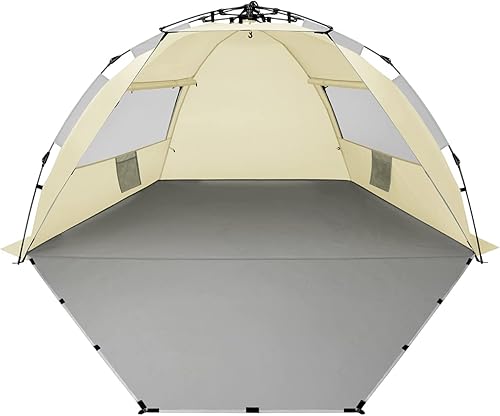 Oileus - Tienda de campaña de playa XL para 4 personas, tienda de campaña portátil instantánea para playa con bolsa de transporte, estacas, 6 bolsas