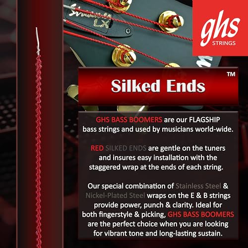 Image of GHS Strings ML3045-2, 4 String Bass Boomers, Nickel-Plated Electric Bass Strings, Medium Light, 2 Pack (.045-.100)