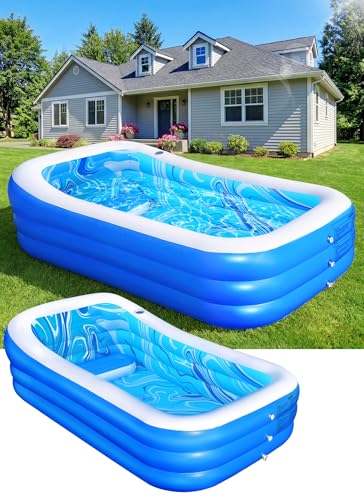 AixPool Inflatable Pool with Seats and Headrest,Oversized Thickened Large Blow Up Pool for Audlt,Inflatable Backyard Pools for Adult,Durable Swim Center Inflatable Family Lounge Pool 98'x63'x21.6'