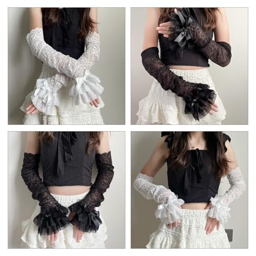 雲見 アームカバー レース レディース 薄手 花柄 日焼け止め アームウォーマー つけ袖 レースフリル アームスリーブ ロリータ y2k お姫様 地雷系 ガーリー系 かわいい おしゃれ の商品画像 5