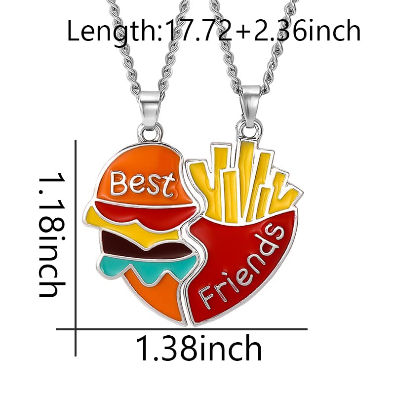 Best Friend Necklaces for 2 Girls Boys Friendship Gifts for BFF Hamburger French Fries Matching