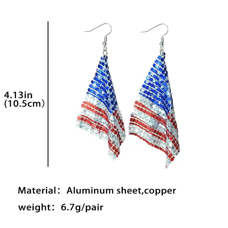 Image of American Flag Earrings for Women and Girls, Independence Day 4th of July Drop Dangle Earrings Patriotic Hook Earrings Fashion Jewelry