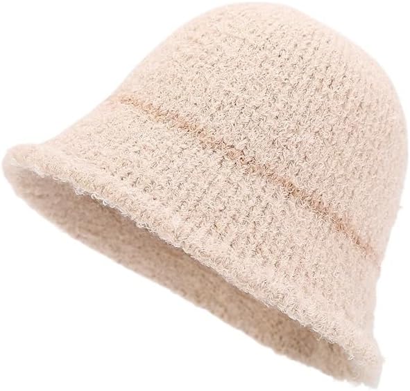 Plush Warm Bucket Hat Basin Hat Fisherman Hat Women Round Top Wide Brim Hat for Travel Camping
