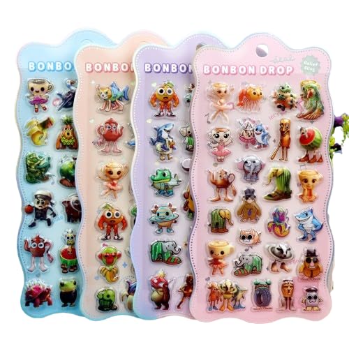 4枚人気3D立体 ボンボンドロップ シール シールセット かわいい デコステッカー スマホ 手帳 DIY用 貼り付け簡単 手芸素材 プレゼント ギフト トゥントゥントゥンサフール いたりあんぶれいんろっと ブレインロット イタリアンブレインロット [並行輸入品]のサムネイル