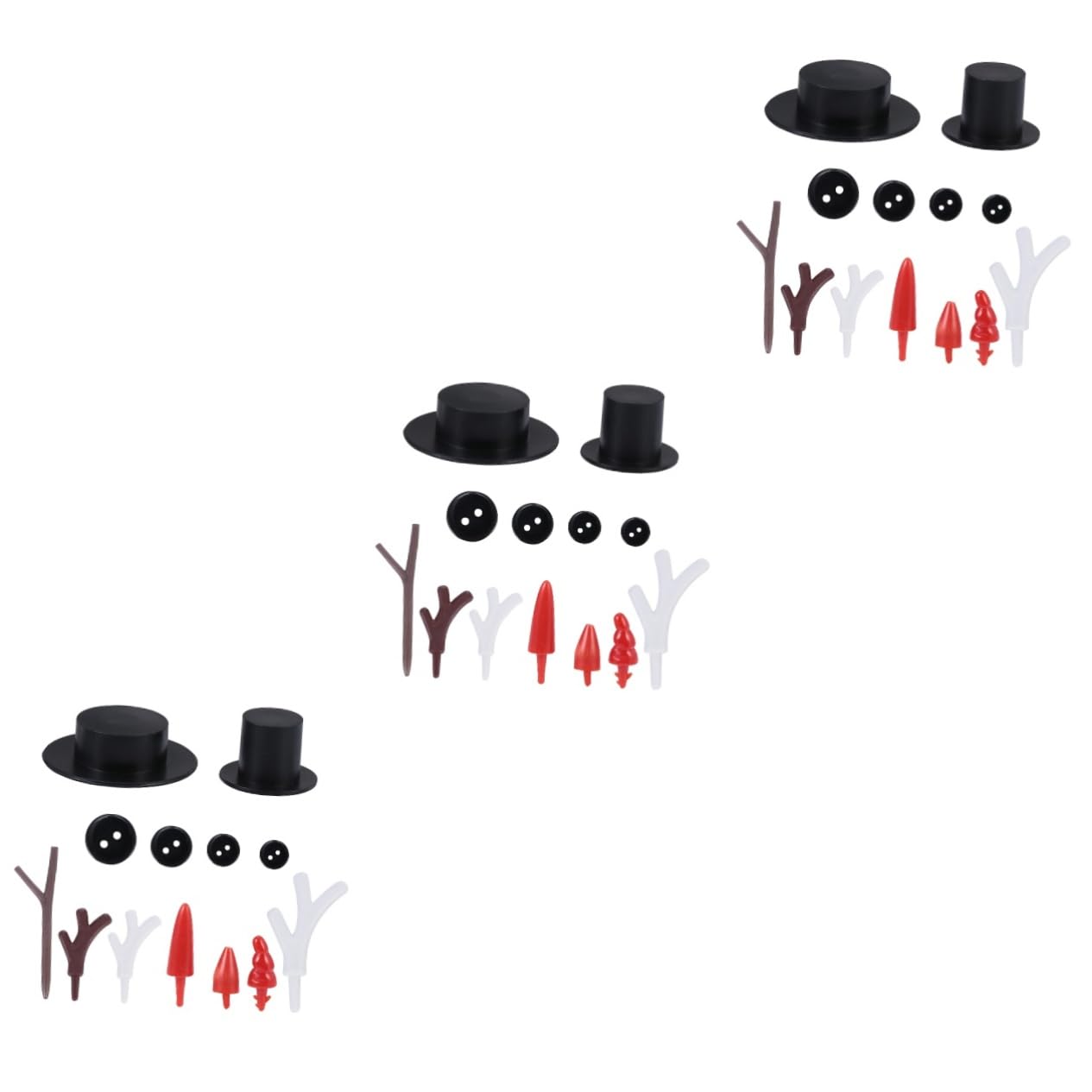 Amosfun 3 Sätze Handgefertigte Accessoires Schneemann Schwarze Zylinder Schneemann-schaltflächen DIY Zubehör Handgefertigte -zubehör Plastik 302 Stück * 3