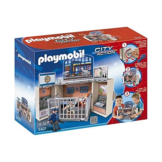 PLAYMOBIL - Cofre cuartel de Policía, Juguete Educativo, Multicolor, 35 x 10 x 25 cm, (5421)