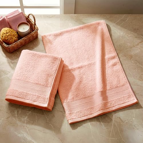 Image of LANE LINEN 450 GSM 100% Cotton Colorado Hand Towel 2PC - Baby Pink | Ring Spun Cotton Weave, True 60x40cm Each, Quick Dry & Absorbent, Napkins for Gym, Workout, Sports