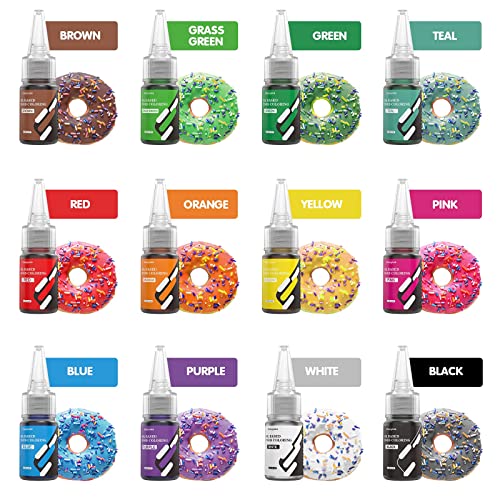 Image of Oil Based Food Coloring for Chocolate 12 Colors Edible Food Dye for Sugar Candy Melts, Cherrysea Oil Frosting Icing Dye for Baking Cookies Fondant Food Color for Cake Decorating - 0.35 Fl. Oz Bottles
