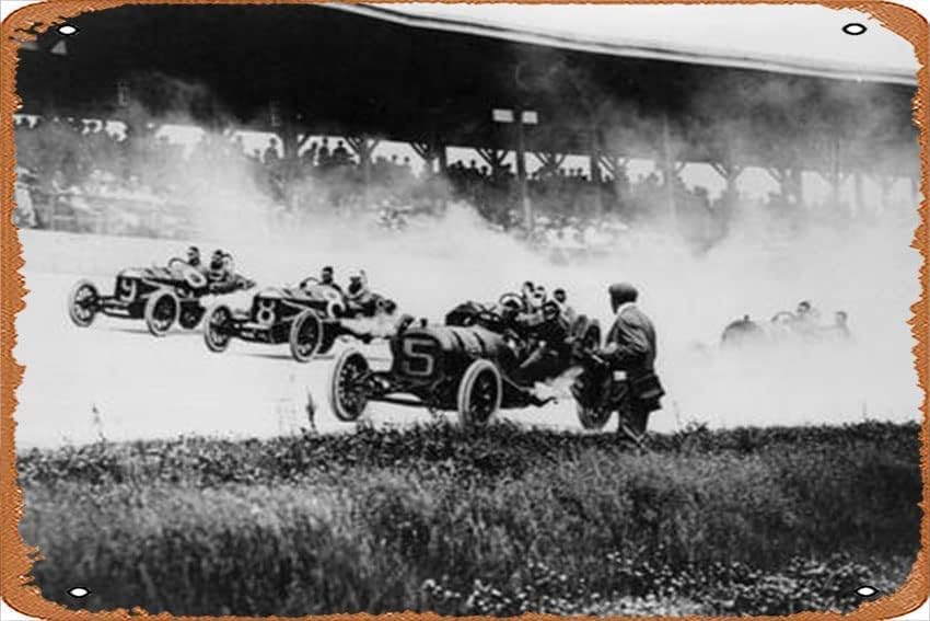Miniatura 1 de Indianapolis 500 Mile Race, Indiana, Estados Unidos, principios de la década de 1920 - Cartel de metal para decoración de pared, 12 x 8 pulgadas