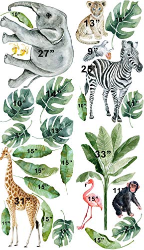Murwall Kids Wall Decal Peel And Stick Safari Animal Wall Decals Cute African Animals Set Wall Sticker Zebra Giraffe Elephant Lion Leaves Sticker Kids Room Childroom thumb #6