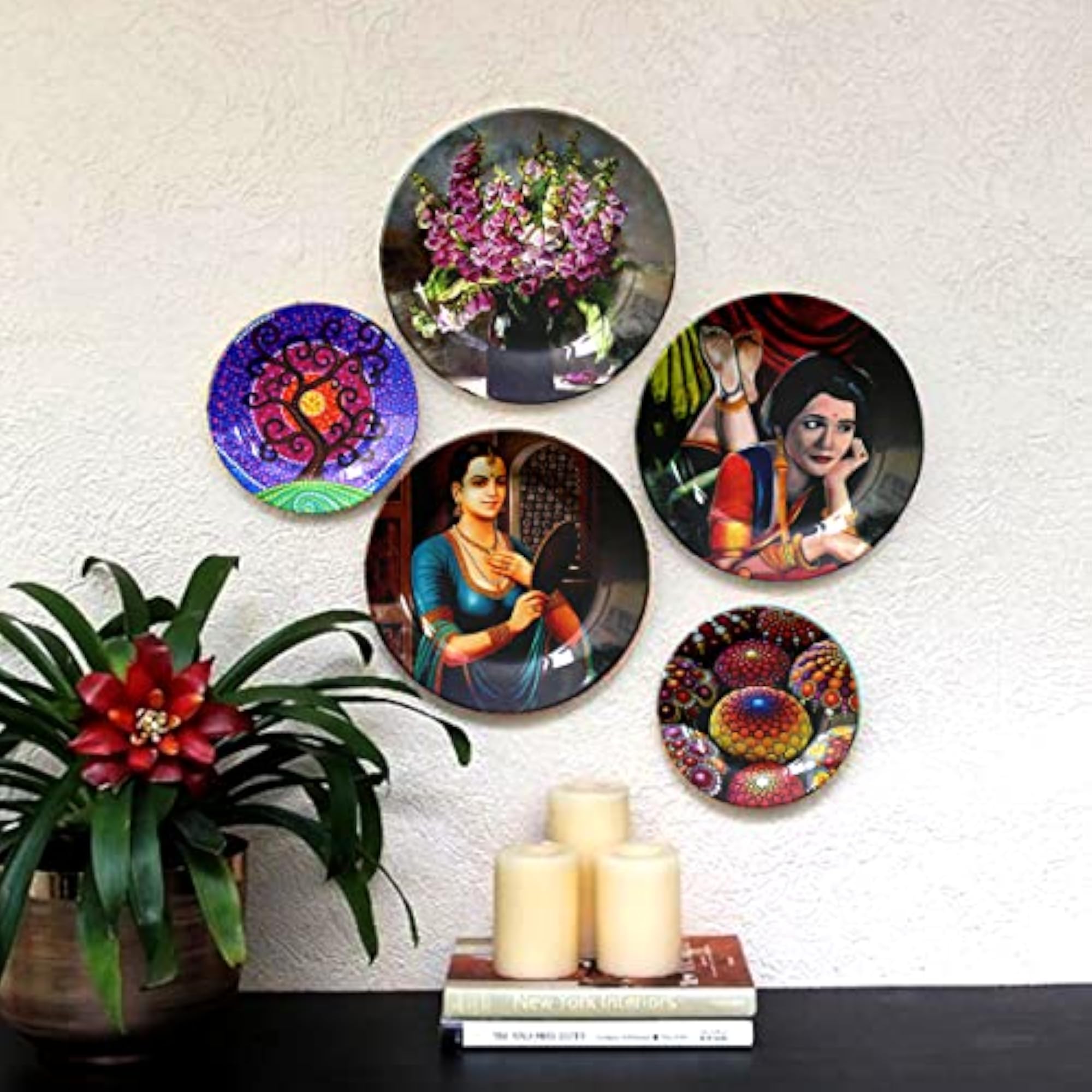 Ceramic Decorative Wall Plates Set with Stand, Home & Office