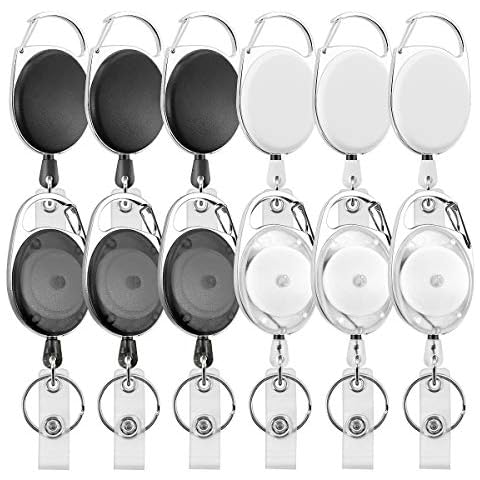 DUOUPA 10 pcs ID Yo-Yo Keys Retractable Badge Holder Carabiner Ribbon Reel Clip on Identification Card Holders 12 Cover