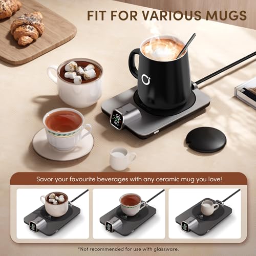 Coffee Mug Warmer Set, ±1°F Precision Temperature Control Smart Heated Mug for Desk - Image 6