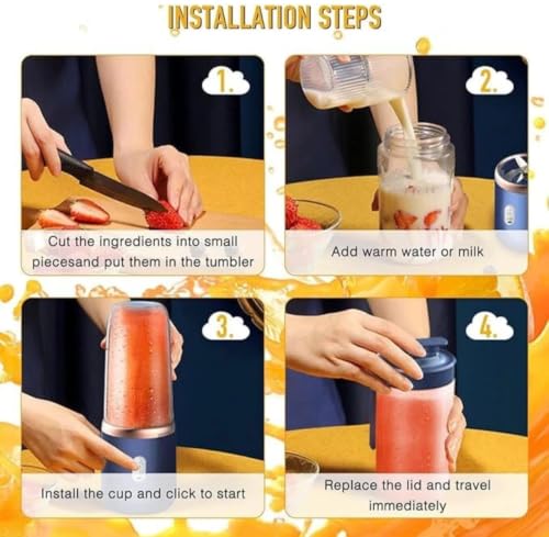 Image of Portable Blender Electric Juicers Fruit Mixers USB Rechargeable Smoothie Mini Personal Juicer 6 Blades 3Gears With 1500 Mah Rechargeable Battery-Smoothie Blender