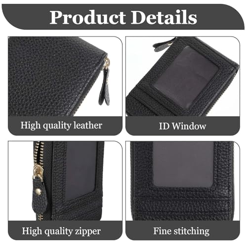 RFID Blocking Wallet For Women, 9 Organ Credit Card Holderand and 2 Coin Banknote Bit with 1 ID Window 1 Slim Card Slot, Small Wallets Compact Leather Zipper Purse3