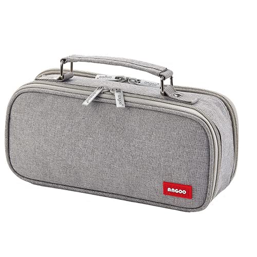Cute Pencil Case Kawaii Pencil Pouch Large Capacity 5 Compartments Stationery Pouch with Handle Makeup Cosmetics Bag Back to School Supplies for Kids Children Boys Grils School Office (Gray)