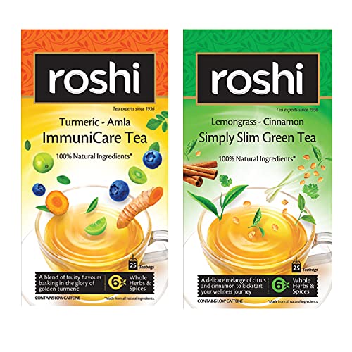 Image of Roshi Slim & Boost|(50 Tea Bags)| Pack of Simply Slim Green tea and ImmuniCare tea for Fitness and Immunity
