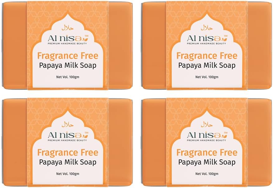 No fragrance Papaya Milk handmade Soap for hajj & umrah, hajj and umrah accessories, 100% Natural, Set of 4