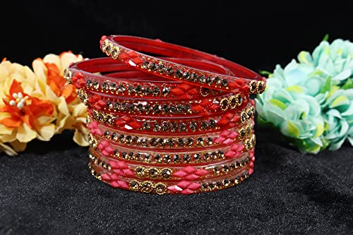 Image of NMII Fancy Glass Bangle Set For Women & Girls | Kada Bangles For Daily Use | Kaanch Ke Kade | Multicolor Kada Set | Chudi For Women | Fancy Women's Bangles For Wedding, Party & Gift