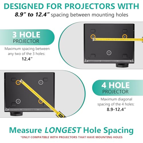 WALI Beamer Deckenhalterung,Universelle Beamer Wandhalterung mit 33–54 cm Verlängerungsstange für LCD/DLP Projektoren,Beamer Halterung Tragfähigkeit bis 20 kg (PM-003-B),Schwarz
