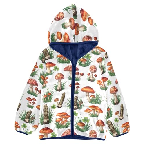 CHIFIGNO Colorful Mushrooms Toddler Hooded Jacket, Soft Light Sweatshirt Jacket 3T