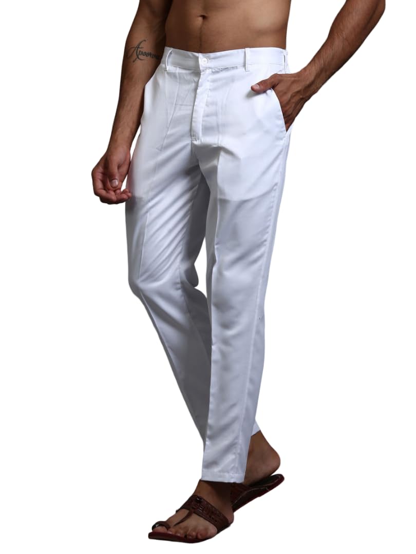 Men’s Ethnic Cotton Trouser with Elastic Waist & Zip | Regular Fit Traditional Festival Wear Pyjama Pants for Kurta