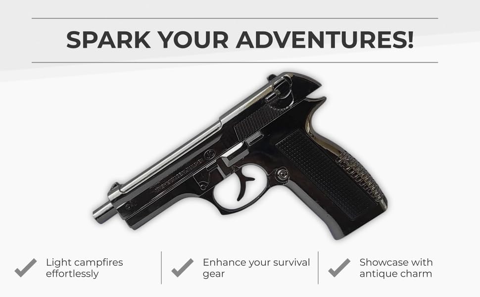 Image of Gun Gas Lighter | 7.65 cm Pistol Shaped Heavy Metal Body | Pull Back Flame Lighter with Stand & Holster|Model CZ-83 (Brown)